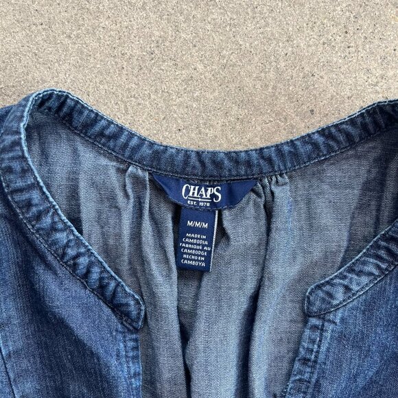 Chaps Denim Midi Dress Size Medium With Pockets - Picture 3 of 5